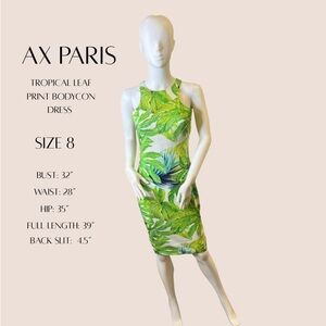 AX Paris Tropical Leaf Print Bodycon Midi Dress - Size 8
